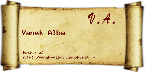 Vanek Alba névjegykártya